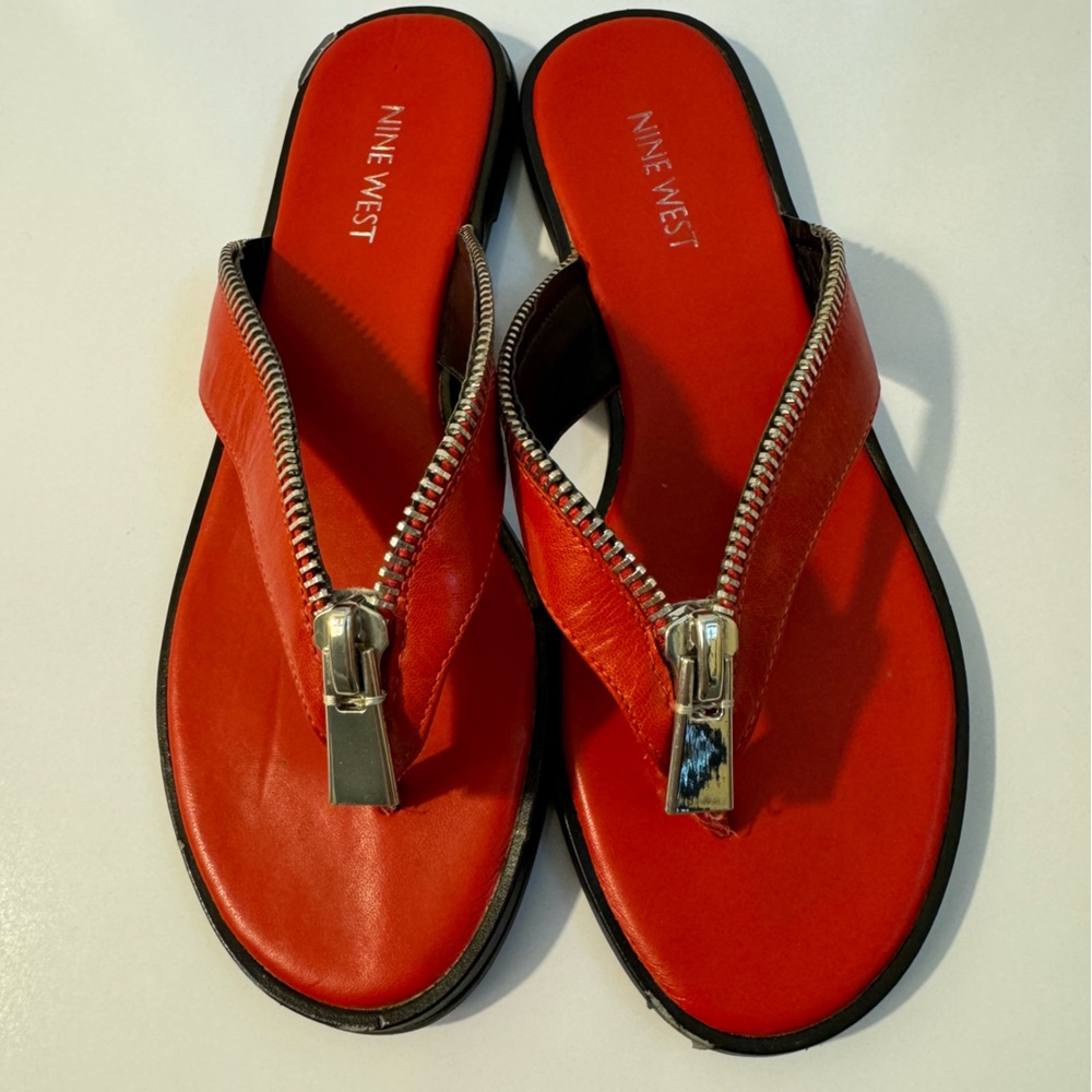 Nine West red zipper sandals